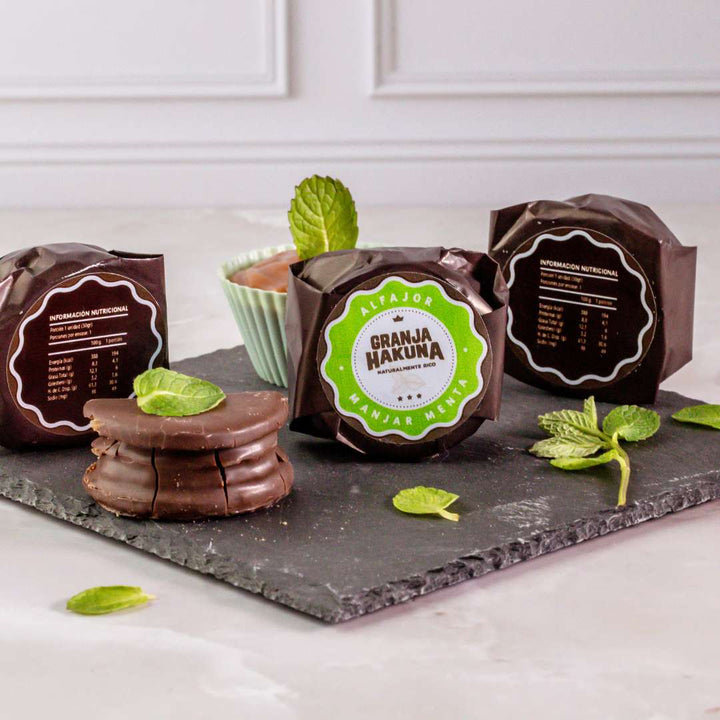 Alfajores Chocolate Negro Manjar Menta